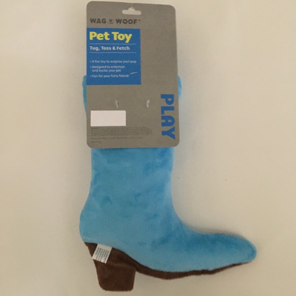 NEW Dog Toy with Squeaker Blue Western Cowboy Boot Tug Toss Fetch | Wag & Woof - Picture 2 of 6